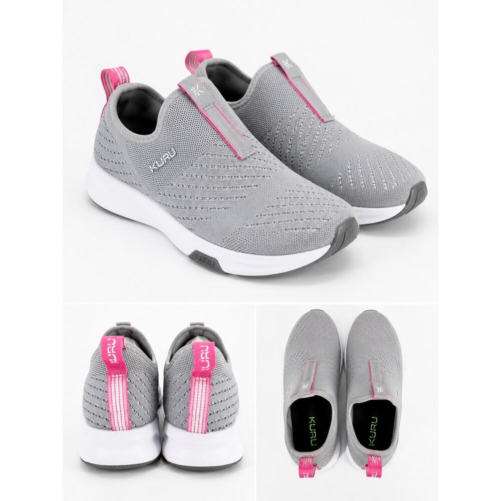 KURU ATOM Slip On Womens 9 Gray Pink Orthopedic Walking Shoes NWOB Comfort